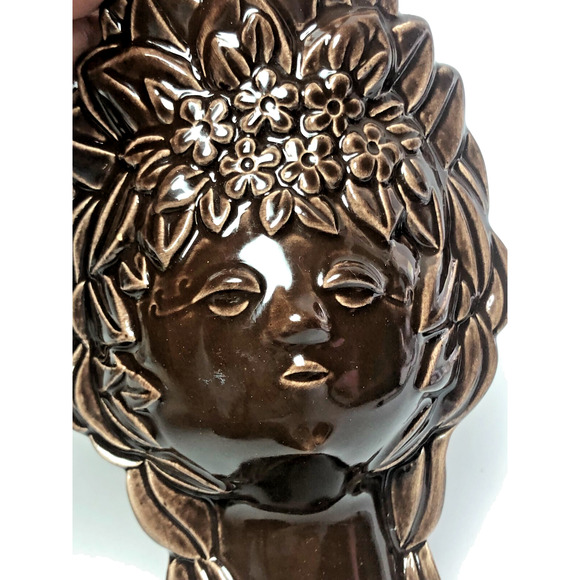 Vintage Brown Woman Head Vase Face Rosa Ljung Helsingborg Sweden Scandinavian - Picture 7 of 7